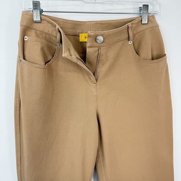 ST JOHN Pants Womens 4 Straight Leg Stretch 5 Pocket Tan Camel Casual Office - Picture 10 of 14